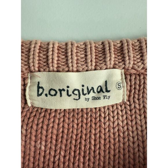 b.original by Shoe Fly Women's Pink Cropped Oversized Pullover Sweater Size S - Picture 3 of 10